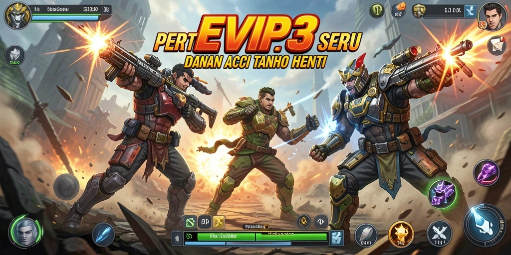 Tampilan seru pertarungan di EVIP3 dengan karakter penuh aksi.