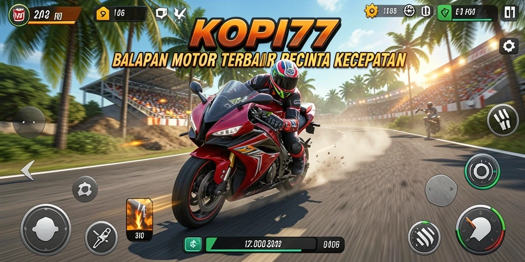 Tampilan menarik dari gameplay KOPI77 dengan aksi balapan motor yang mendebarkan.
