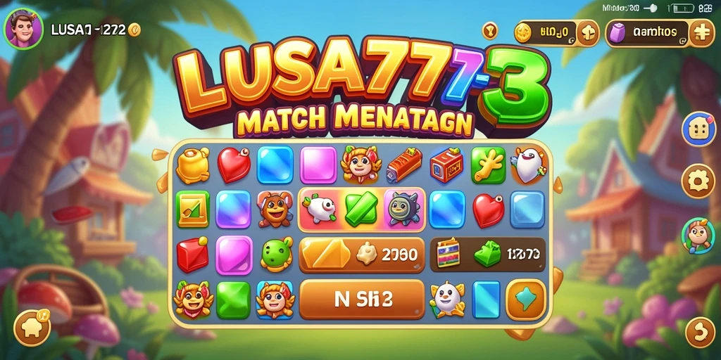Screenshot gameplay LUSA777 menampilkan grafis Match-3 yang menarik.