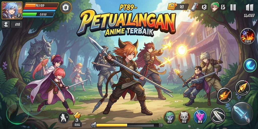 Screenshot gameplay PT89 yang menampilkan karakter anime dalam aksi.