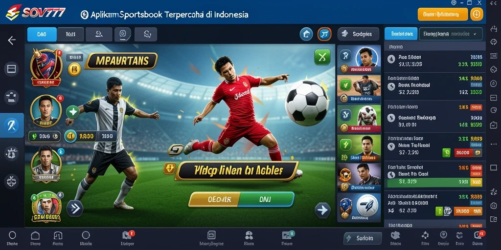 Tampilan aplikasi SOV777 dengan berbagai opsi taruhan olahraga.