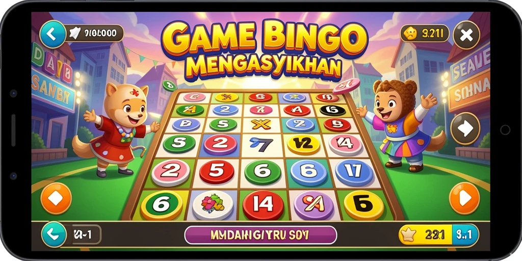 Tampilan gameplay Bingo yang seru dan interaktif di V21.